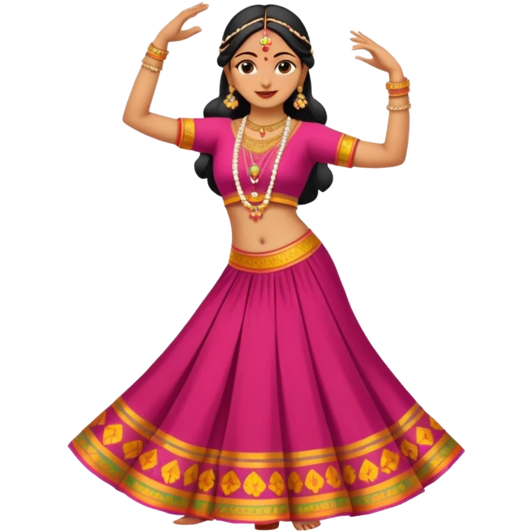 Indian woman in traditional clothes dances.  format portrait emoji
