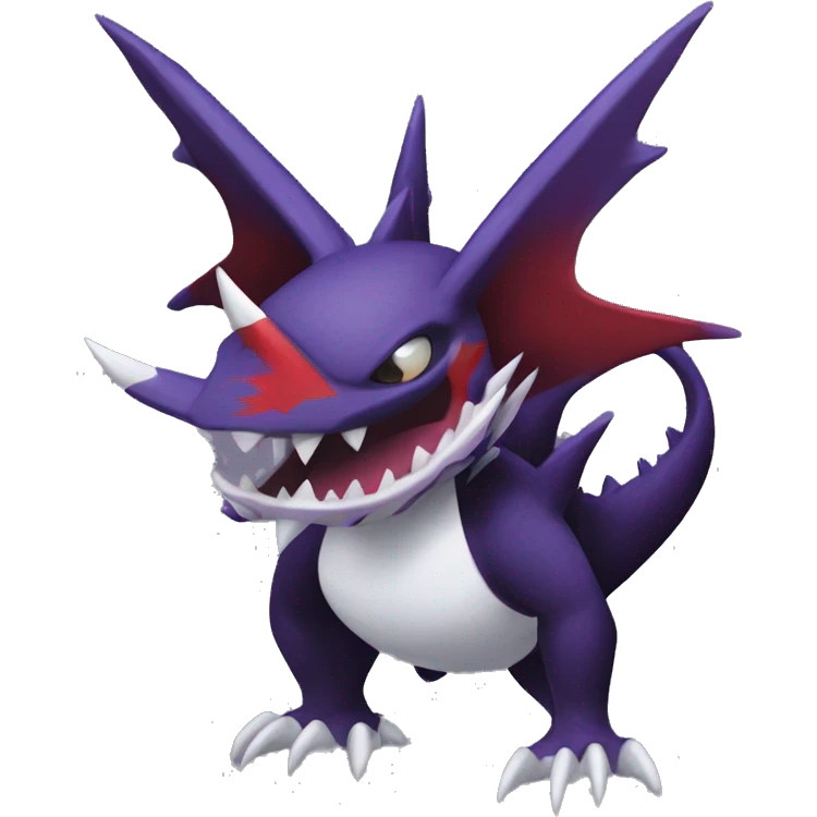 Black Cool Edgy Nargacuga-Garchomp-Noivern-Noibat Fakémon  with White and Red and purple and black Edgy markings emoji