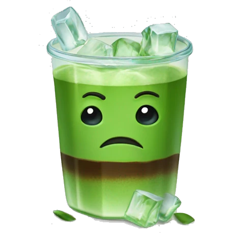 matcha coffee with ice cubes emoji