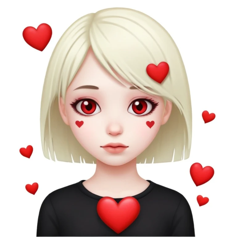 Emo girl with hearts emoji