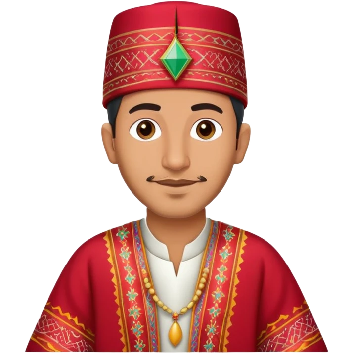 A Moroccan man wearing traditional clothing, fez hat, colorful caftan emoji