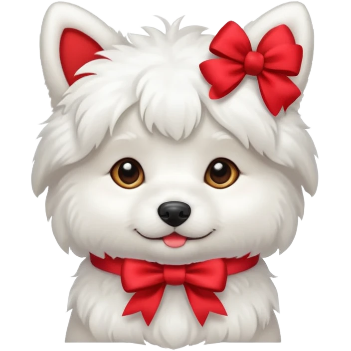 cute white dog with a bow emoji