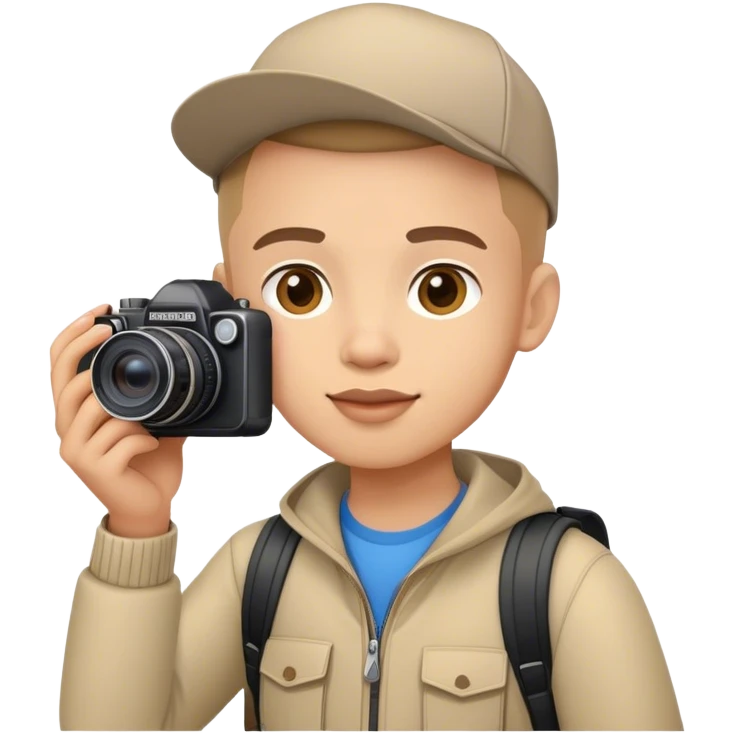 young tourist tak a picture emoji