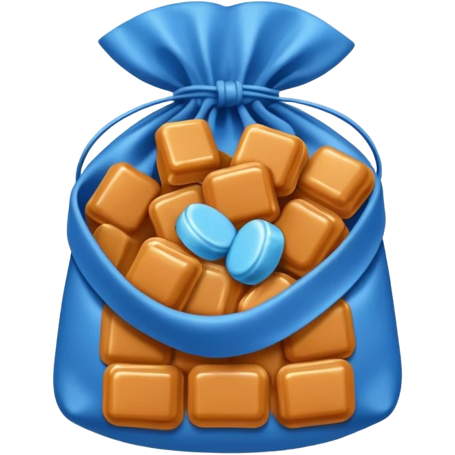 caramel in a blue bag emoji