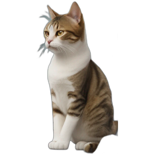 photo of muscular cat looking at car emoji