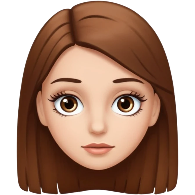 Chíca blanca pelo liso castaño con pestañas  emoji