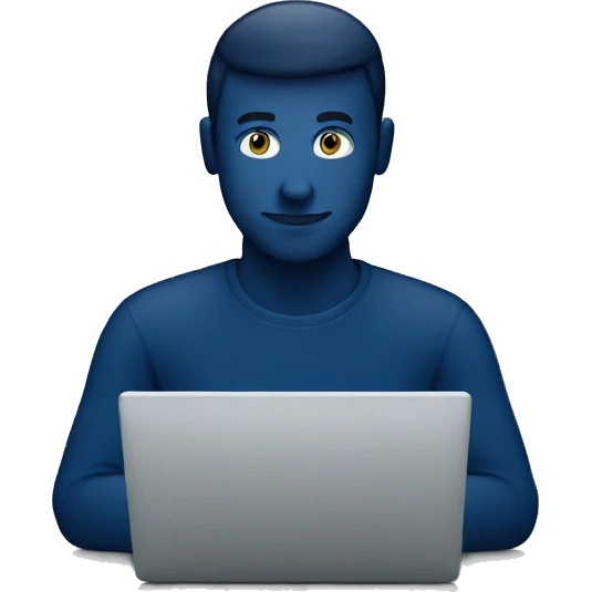 man-behind-laptop-dark blue color emoji