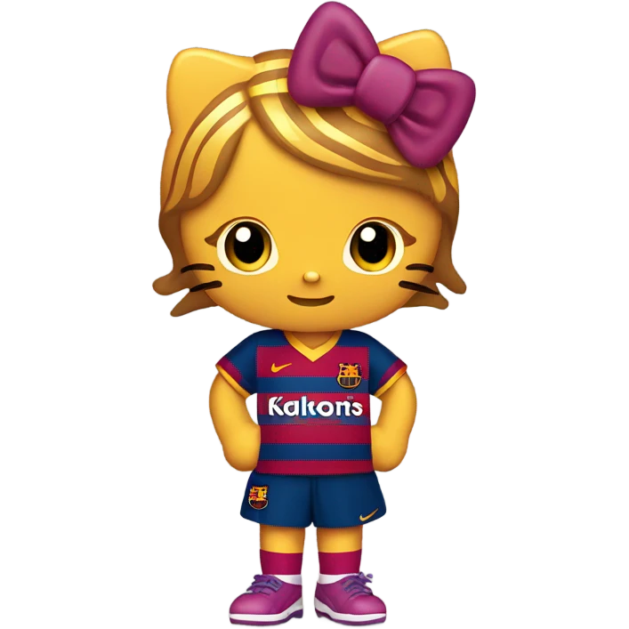 hello kitty wearing barcelona’s jersey emoji