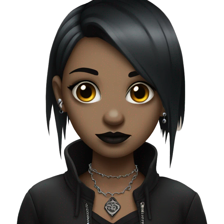 Goth girl, dressed in black, with piercings and tattoos emoji