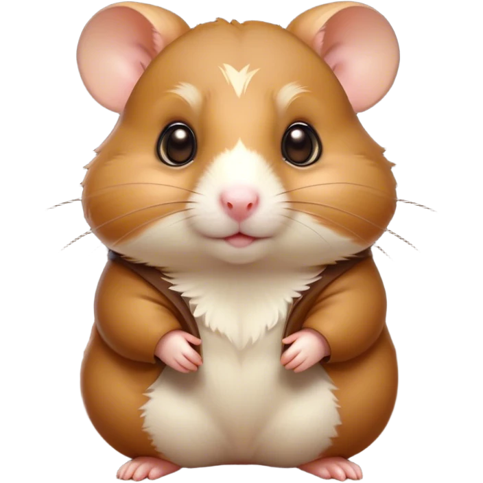 Cinematic Noble Brown Hamster Portrait Emoji, Poised and regal, with a tiny, compact build and a smooth, well-kept rich brown coat, deep-set soulful dark eyes, Simplified yet sharp and sophisticated features, highly detailed, glowing with a soft, dignified glow, high shine, intelligent and energetic, stylized with an air of miniature majesty, focused and attentive, soft glowing outline, capturing the essence of a watchful and confident rodent, so majestic it feels as though it could scurry out of the screen with effortless authority! emoji