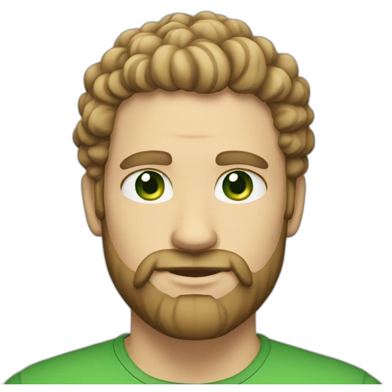 white man with green eyes and curly hear and barbe emoji