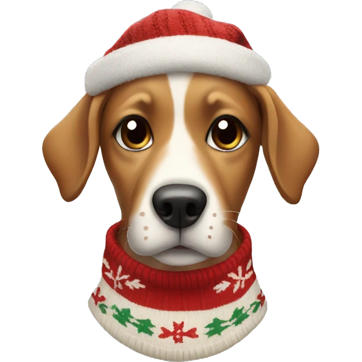 dog wearing christmas sweater emoji