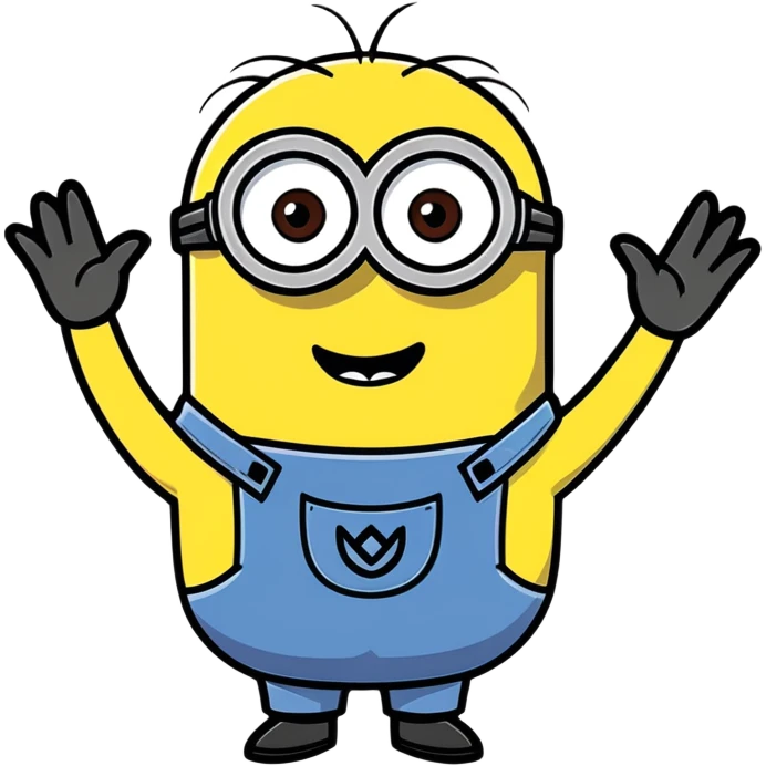 Minion do a heart with his hands emoji