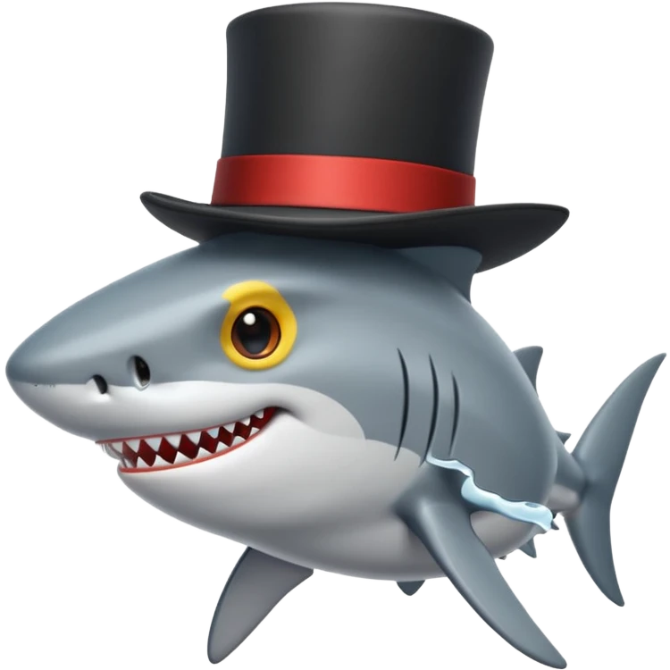 Shark with a top hat emoji