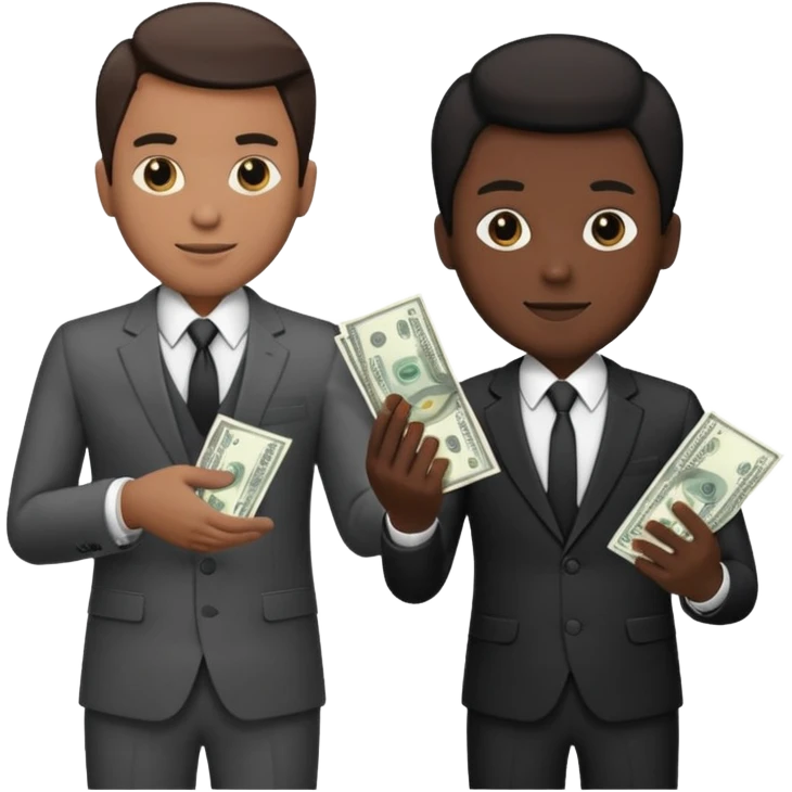 Two men in suits handing over money emoji