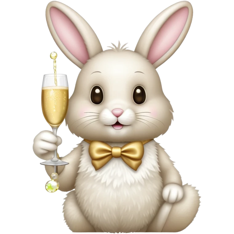 Easter bunny holding a glass of champagne emoji