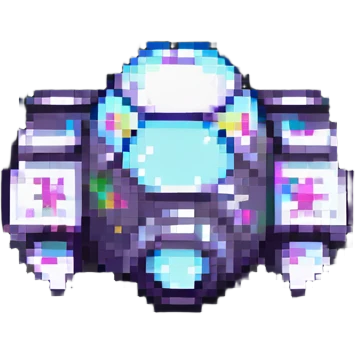 A pixel art style image of a spaceship. emoji