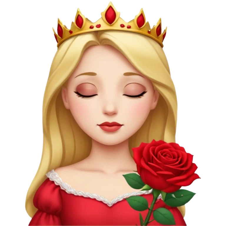 princess holding a rose with her eyes closed emoji