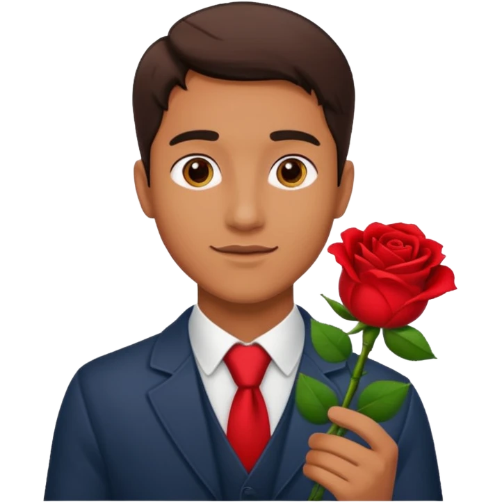 Hombre alzando la mano con una rosa emoji