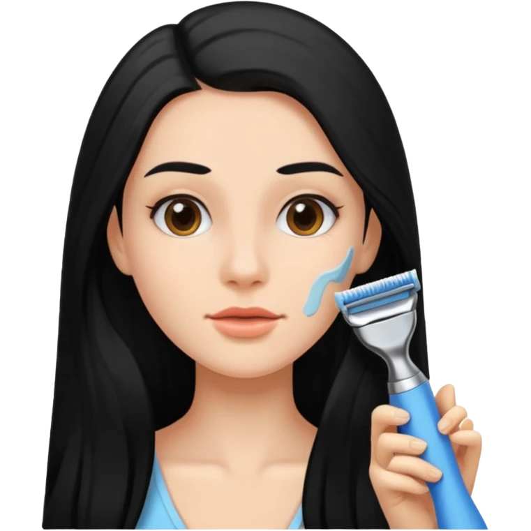woman black long hair shaving emoji
