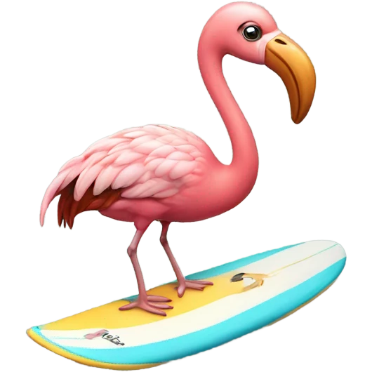 flamingo riding a surfboard emoji