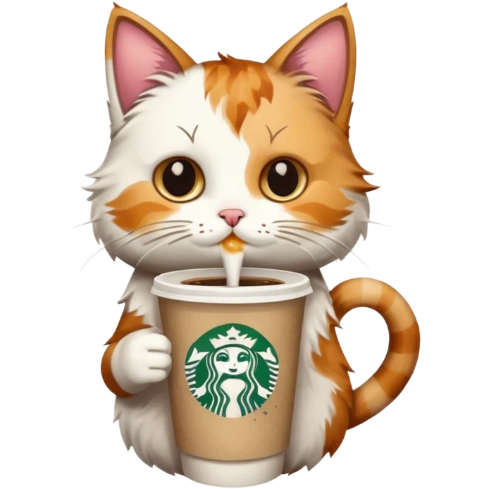 cat drinking a starbucks order emoji