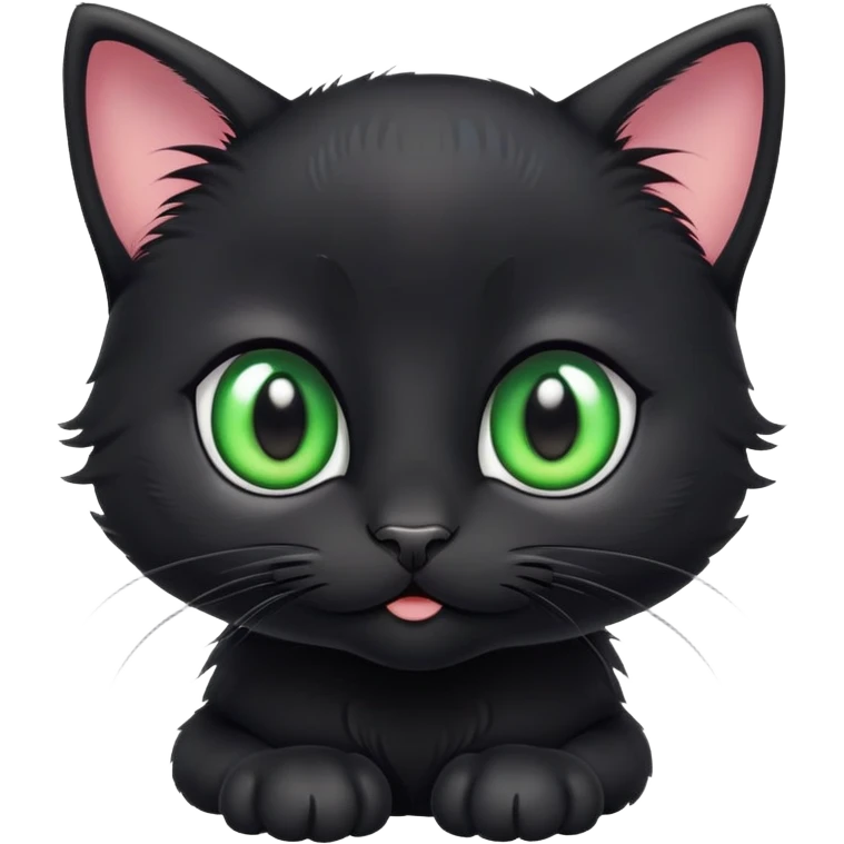 Adorable cute black kitten with wide green eyes with big pupils surrounded by colorful springs emoji