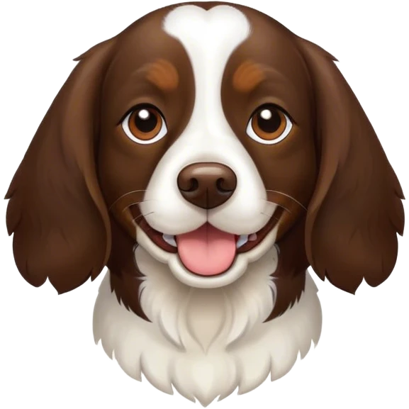 Springer spaniel beagle mix dog happy dark brown fur short ears emoji
