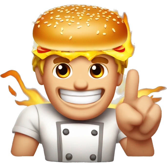 Gordon Ramsay making a perfect burger with fire  emoji