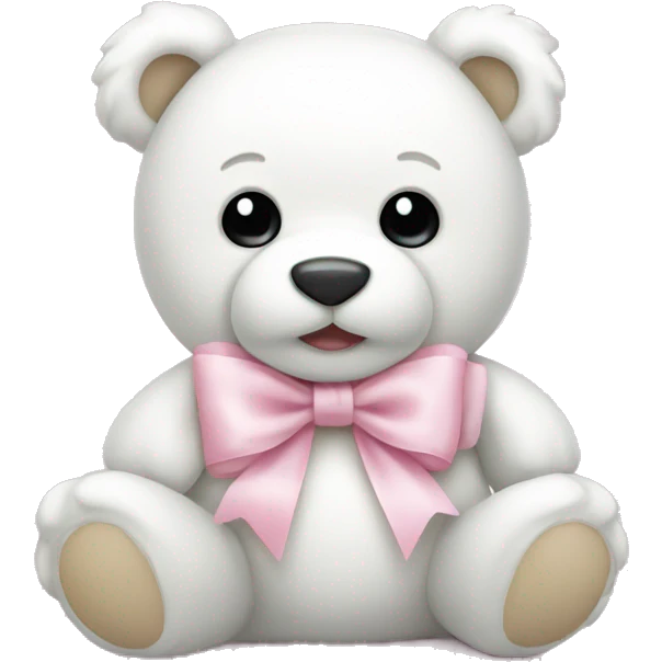 White teddy bear with light pink bow emoji