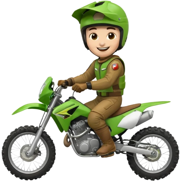 dirtbike rider in green gear laughing emoji