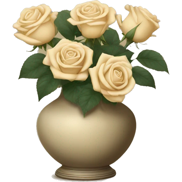 Beige roses in a vintage vase emoji