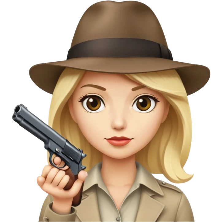 Mafia blondes woman in hat, gun  emoji