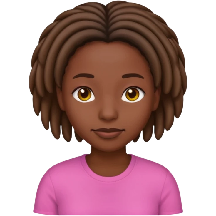 darkskin female women emoji with short locs pink shirt emoji