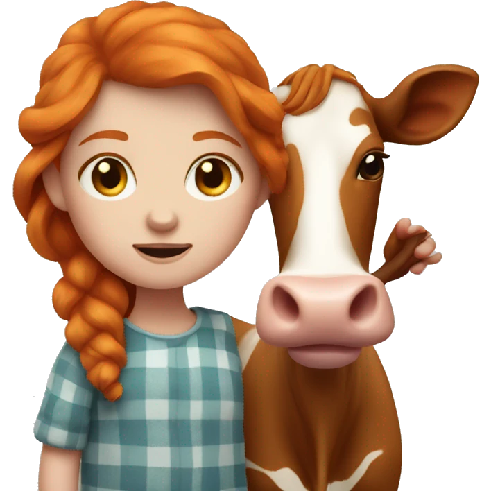 Ginger girl with a cow  emoji