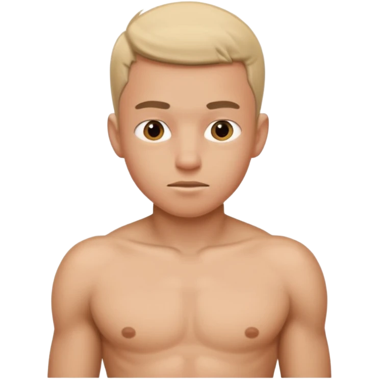 Nude man, penis, testicles, boyish, ass sticking out, asshole, butthole, no muscles emoji