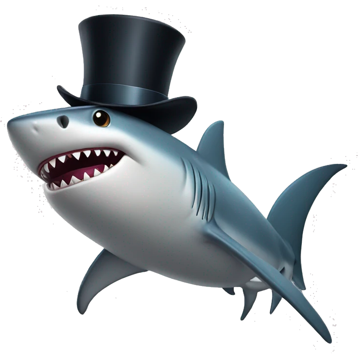 Shark with a top hat emoji