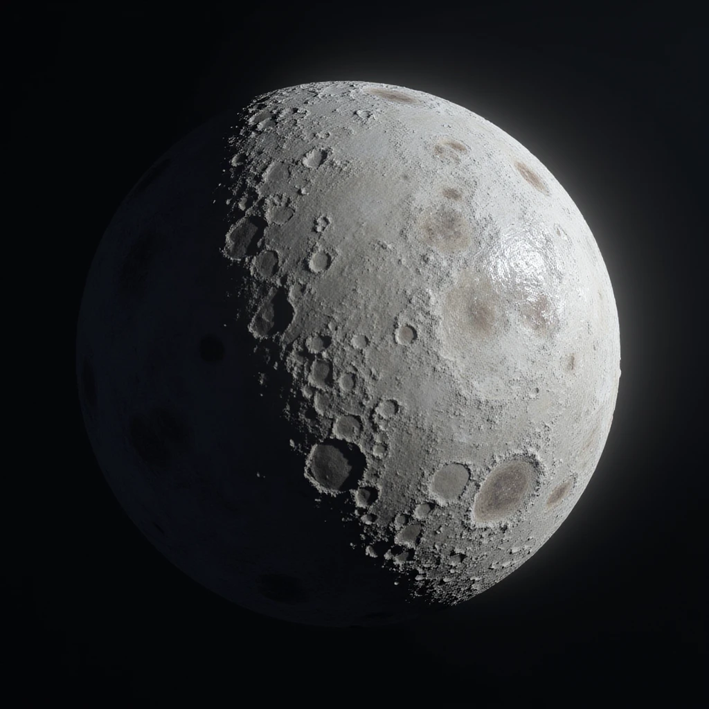 The planet Mercury as a realistic round rocky planet, uneven stony surface, soft transitions between light and dark gray, detailed craters and rough patches, realistic style emoji