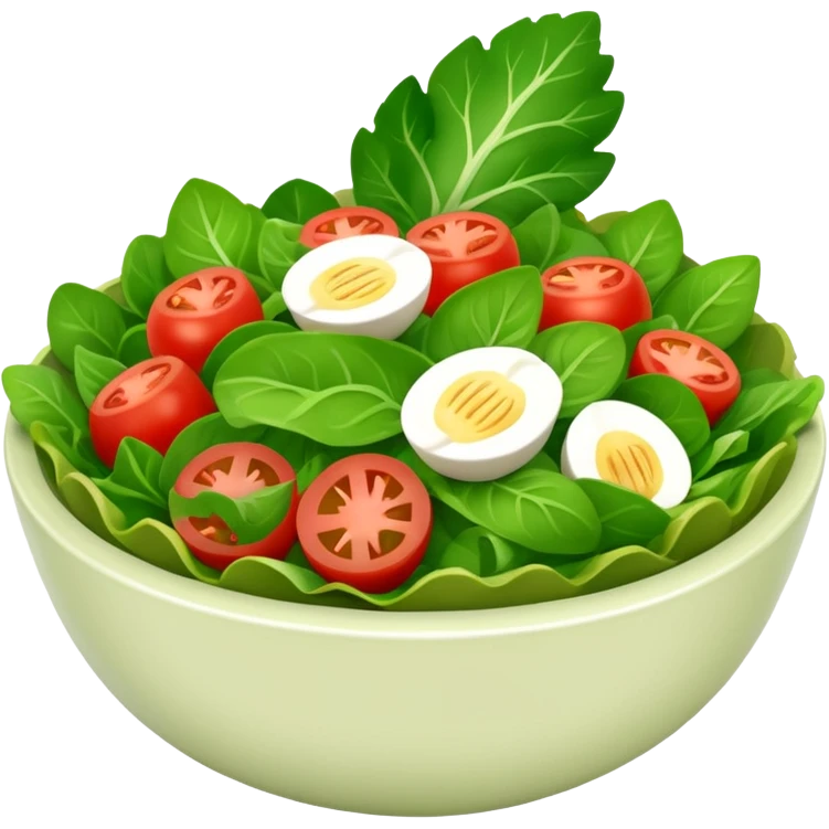 A bowl of salad emoji in the style of Apple emoji with a knocker. emoji