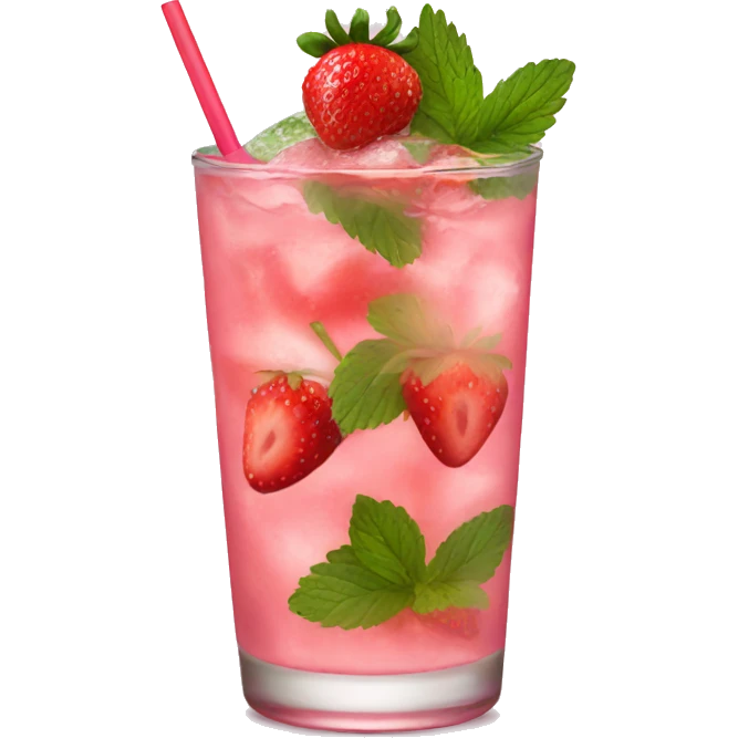 one pink strawberry mojito emoji