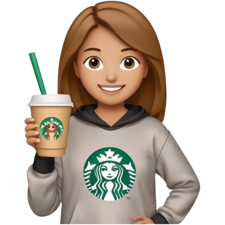 an emoji wearing a CLC (girls lacrosse team) sweatshirt, holding a Starbucks cup emoji