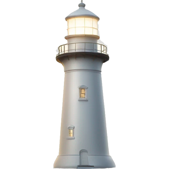 white lighthouse shining with lightbeam emoji