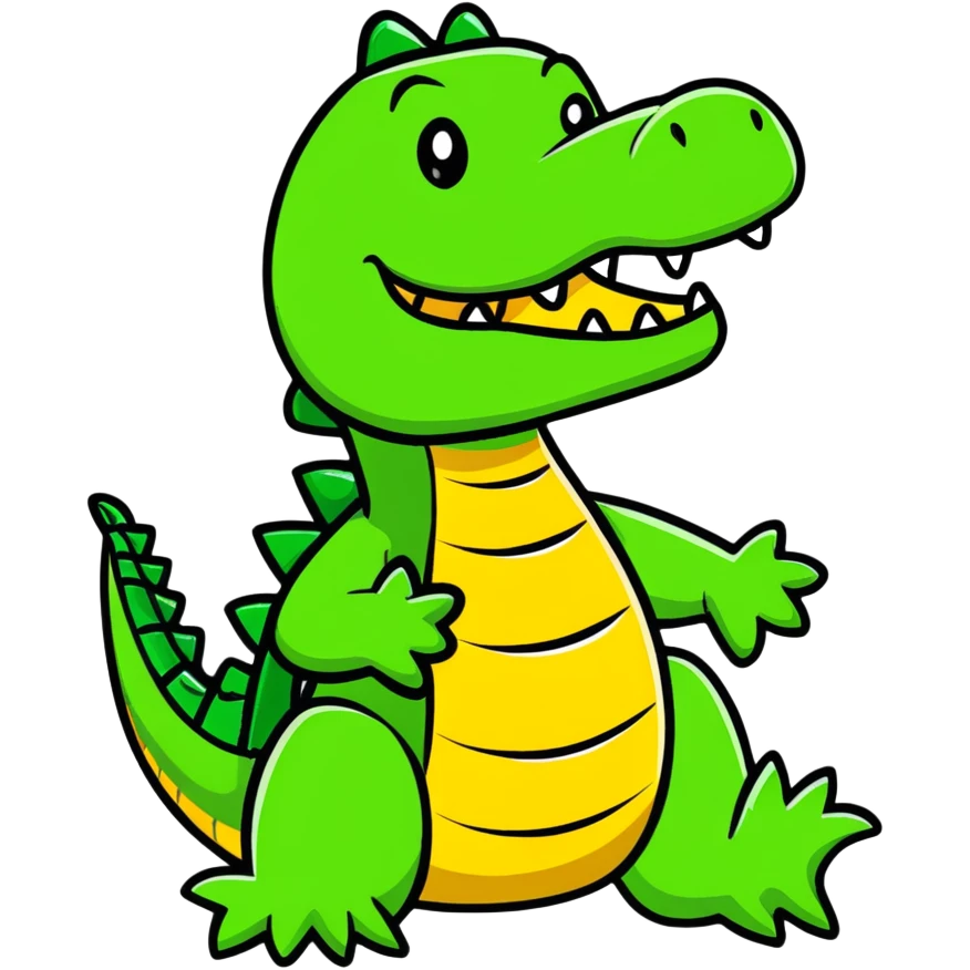 colorful, cartoonish crocodile with a playful, exaggerated expression emoji