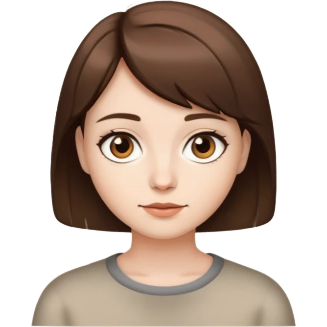 Cabelo curto e castanho branca olhos castanho  emoji
