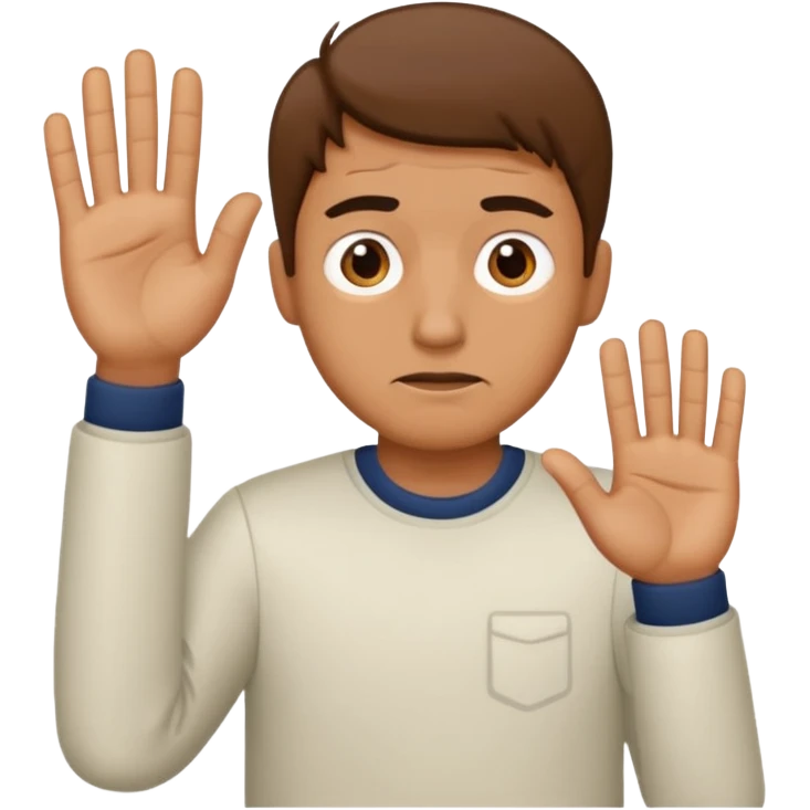 Confused guy with a 6 above his left hand and a 7 above his right hand emoji