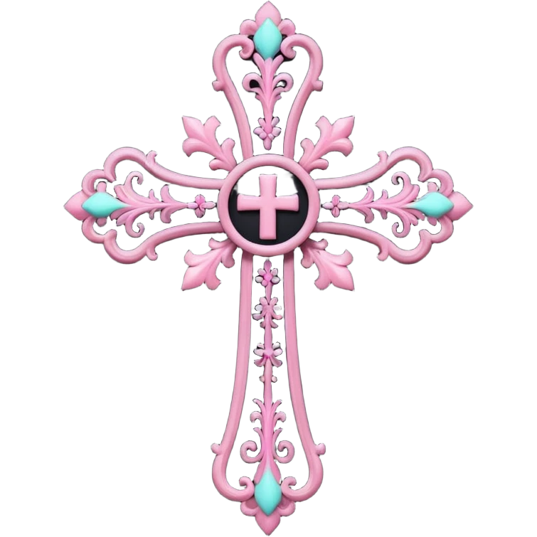 soft cute black pink goth cross , no woman emoji