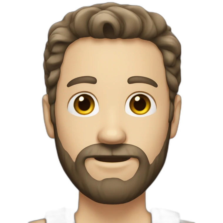 White man with unshaven beard and dark brown hair emoji
