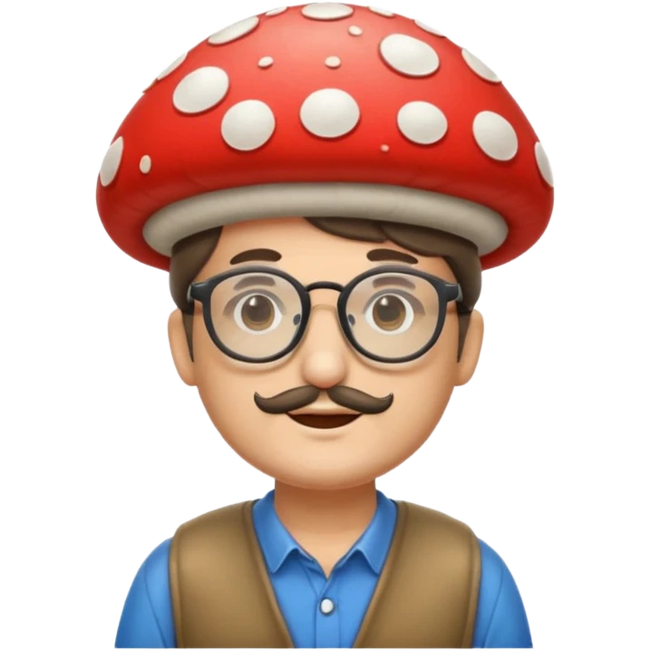 man with mushroom hat and glasses emoji
