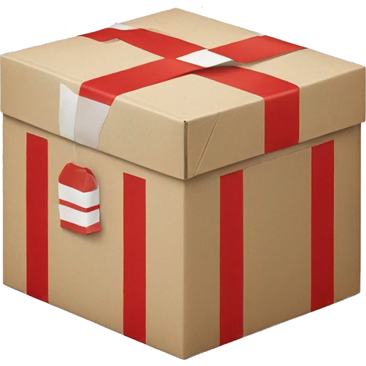 Craft box with red white tape emoji