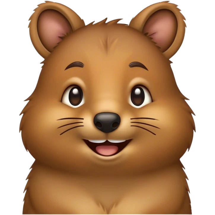Cinematic Comical Quokka Portrait Emoji, Head tilted dramatically with an exaggeratedly amused expression, featuring a quirky, fluffy brown fur with a wide, playful grin and expressive eyes filled with humorous disbelief, Simplified yet hilariously expressive features, highly detailed, glowing with a slightly sassy glow, high shine, dramatic yet playful, stylized with an air of cheeky marsupial mischief, bright and endearing, soft glowing outline, capturing the essence of a spirited and over‐the‐top quokka, so meme‐worthy it feels like it could beam its way into internet fame instantly! emoji